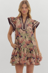 Amy Floral Ruffle Sleeve Mini Dress