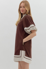 Aster Puff Sleeve Mini Dress in Chocolate