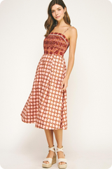 Sydney Smocked Chain Print Midi Dress