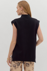 Cleo Sleeveless Mock Neck Sweater in Black