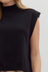 Cleo Sleeveless Mock Neck Sweater in Black
