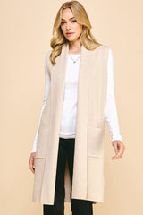 Rena open cardigan vest in oatmeal