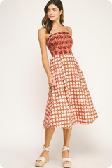 Sydney Smocked Chain Print Midi Dress