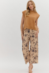 Cleo Sleeveless Mock Neck Sweater in Camel