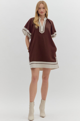 Aster Puff Sleeve Mini Dress in Chocolate