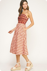 Sydney Smocked Chain Print Midi Dress