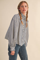 Marlow stripe ruffle blouse