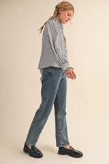 Marlow stripe ruffle blouse