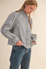Marlow stripe ruffle blouse