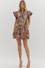 Amy Floral Ruffle Sleeve Mini Dress