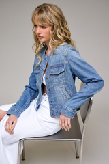 Elle Collarless Denim Jacket