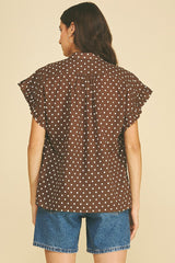 Mila polka dot blouse in cocoa