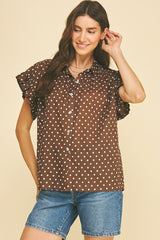 Mila polka dot blouse in cocoa