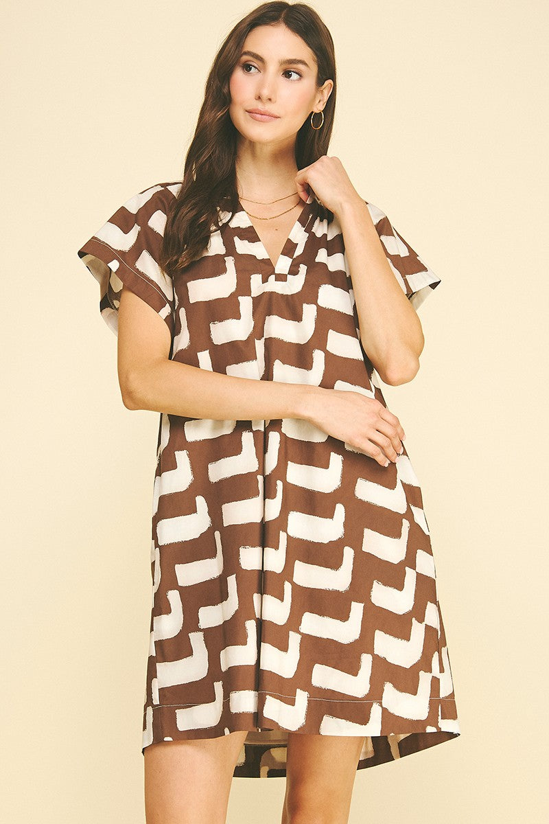 Erin mini dress in brown – Julie's Clothing