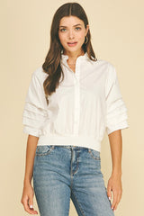 Chloe banded hem top in white