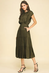 Valerie midi dress in olive