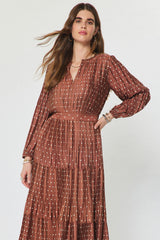 Allie midi dress in brown