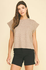 Kelli short sleeve sweater in taupe