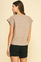 Kelli short sleeve sweater in taupe