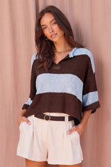 Beth wide stripe knit top