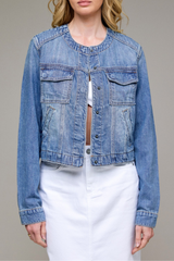 Elle Collarless Denim Jacket