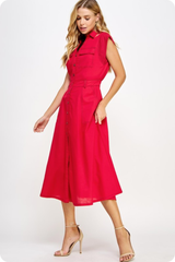 Lucille Linen Button Front Midi Dress