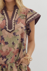 Amy Floral Ruffle Sleeve Mini Dress