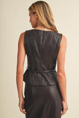 Lou peplum top in brown