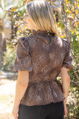 Whitney animal print peplum top
