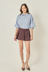 Colleen stripe balloon sleeve top