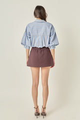 Colleen stripe balloon sleeve top