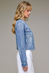 Elle Collarless Denim Jacket