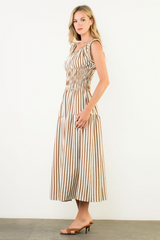 Florence Stripe Sleeveless Midi Dress