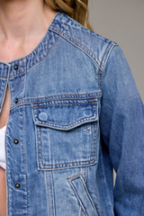Elle Collarless Denim Jacket