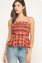 Sydney Smocked Chain Print Top