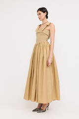 Phoebe Upper Knit Maxi Dress in Khaki