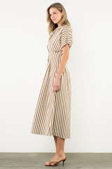 Florence Stripe Short Sleeve Midi Dress