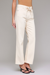 Simone Tie Waist Straight Wide Leg Ankle Jean