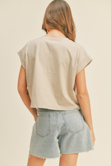 Jade Cap Sleeve T Shirt in Stone