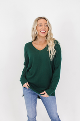 We're Dreaming Sweater in Hunter Green