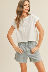 Jade Cap Sleeve T Shirt in Off White