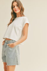 Jade Cap Sleeve T Shirt in Off White