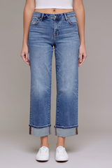 Elle Mid Rise Wide Straight Leg Jean