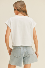 Jade Cap Sleeve T Shirt in Off White