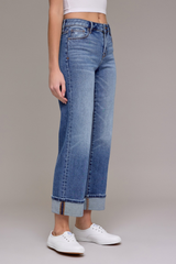 Elle Mid Rise Wide Straight Leg Jean