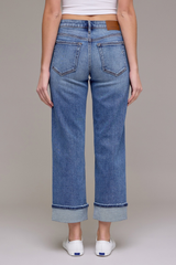Elle Mid Rise Wide Straight Leg Jean