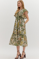 Cora Floral Panel Midi Dress