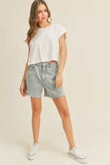 Jade Cap Sleeve T Shirt in Off White