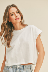 Jade Cap Sleeve T Shirt in Off White