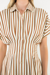 Florence Stripe Short Sleeve Midi Dress